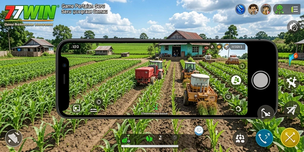 Screenshot gameplay 77WIN menampilkan aktivitas pertanian yang menyenangkan.