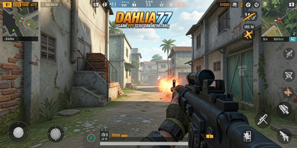Gameplay intens DAHLIA77 dengan pertarungan FPS yang seru.