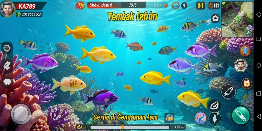 Tampilan gameplay seru KA789 saat menembak ikan.