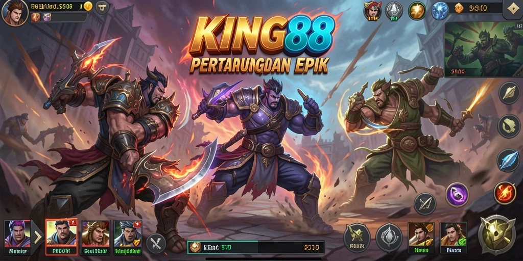 Tampilan mendebarkan dari gameplay Fighting di KING88.