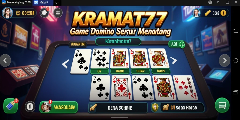 Gameplay seru dan menantang di KRAMAT77 mostrando domino.
