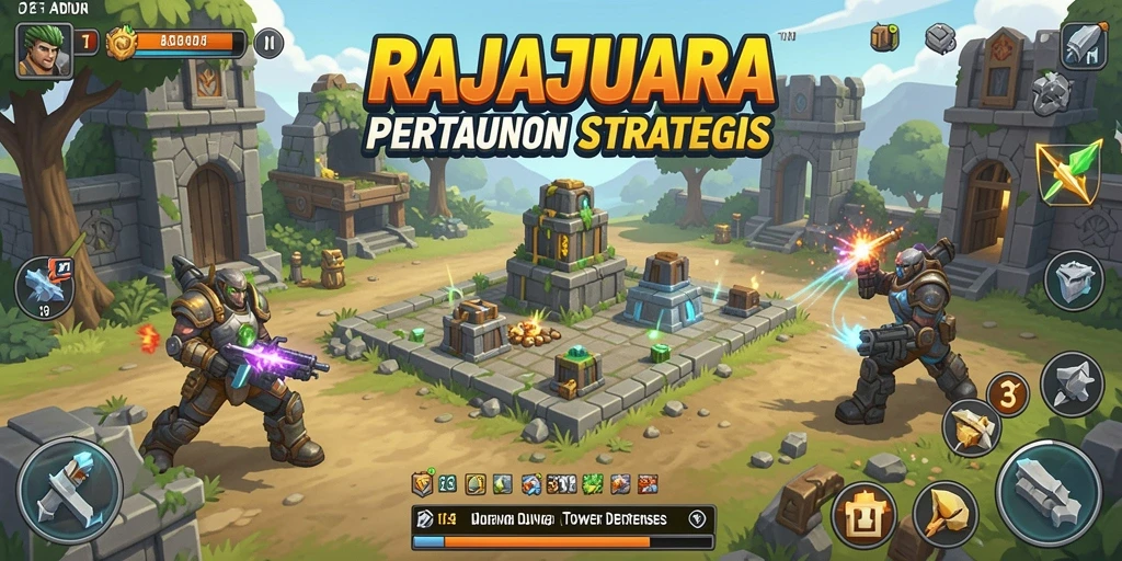 Tampilan gameplay seru di RAJAJUARA dengan strategi Tower Defense.