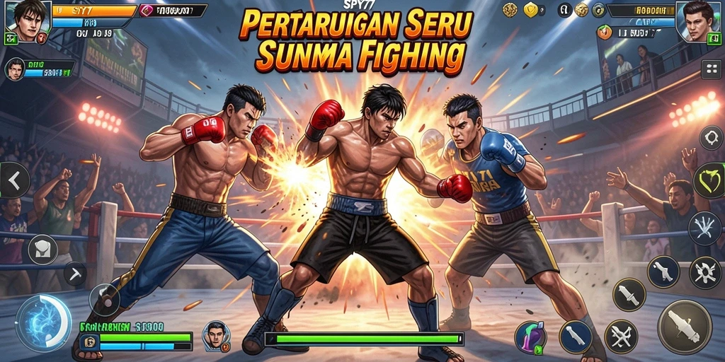 Tampilan gameplay SPY77 menampilkan pertarungan mendebarkan dengan karakter yang kuat.